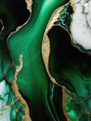 Abstract green marble pattern with gold veining