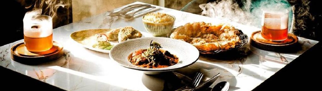 Smoked curry and drinks presentation at Uyare restaurant