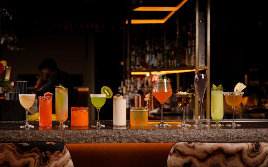 Line-up of ten signature cocktails at Uyare rooftop bar Leeds